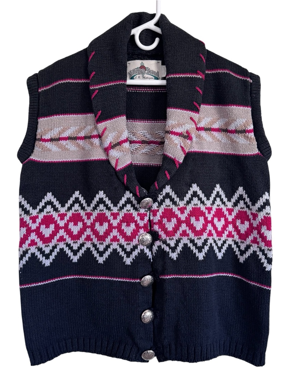 VTG C.B. Milligan Southwestern Knit Sweater Vest Large